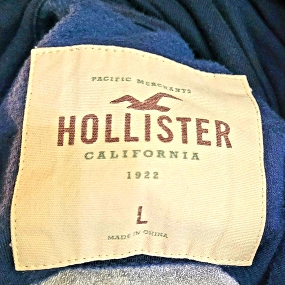 Hollister deep blue, soft velour hoodie with kangaroo pocket! Like New! Sz Lg - Picture 9 of 10